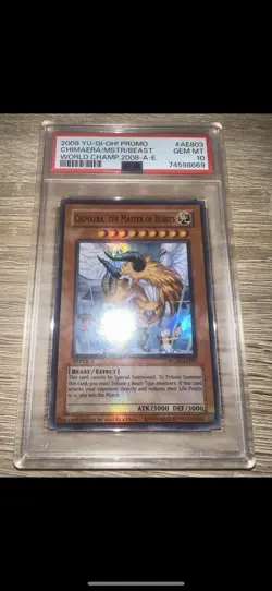 Yugioh! PSA 10 World Champ CHIMAERA, THE MASTER OF BEASTS WCPS-AE803 HOLO BLEED! - Image 1