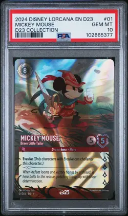 DISNEY LORCANA EN D23 #01 MICKEY MOUSE - BRAVE LITTLE TAILOR PSA 10 - Image 3