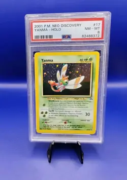 Yanma 17/75 Holo Rare Neo Discovery Pokemon Card TCG WOTC 2000 Graded PSA 8 - Image 1