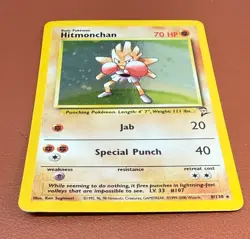 POKEMON TCG HITMONCHAN 8/130 RARE HOLO BASE SET 2 NR MINT NO PLAY PACK TO FOLDER - Image 3