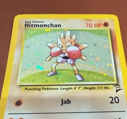 POKEMON TCG HITMONCHAN 8/130 RARE HOLO BASE SET 2 NR MINT NO PLAY PACK TO FOLDER - Image 4