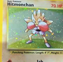 POKEMON TCG HITMONCHAN 8/130 RARE HOLO BASE SET 2 NR MINT NO PLAY PACK TO FOLDER - Image 5