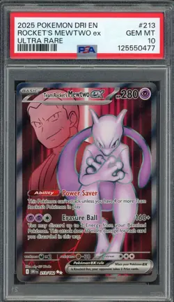 PSA 10 Team Rocket's Mewtwo ex Destined Rivals 213/182 Holo Pokemon Card B13 - Image 1