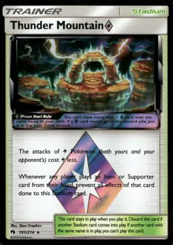 Thunder Mountain Prism Star 191/214 SM - Lost Thunder Pokemon Card - Image 1