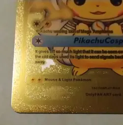 Pokemon Pikachu Fan Art Card Mega Ampharos Gold Foil Holo Fanart - Image 5
