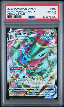 Pokemon TCG Rayquaza VMAX Crown Zenith Holo Card PSA 10 Gem Mint 102/159 - Image 1