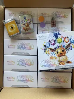 Pokemon Scarlet & Violet Prismatic Evolutions ETB Elite Trainer Box Case OPENED - Image 1