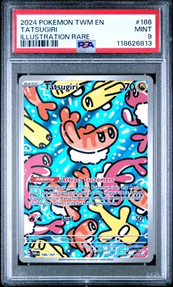 2024 POKEMON TWM EN #186 TATSUGIRI ILLUSTRATION RARE PSA 9 - Image 1