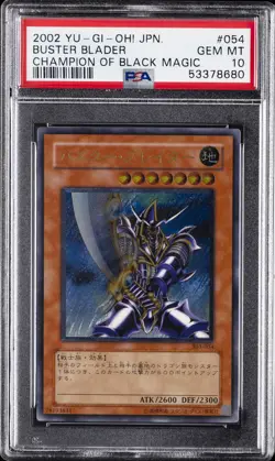 2002 YU-GI-OH! JPN CHAMP OF BLACK MAGIC #054 BUSTER BLADER PSA 10 - Image 1
