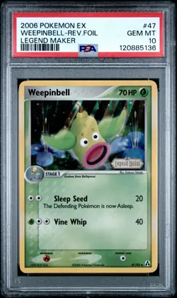 2006 POKEMON EX LEGEND MAKER #47 WEEPINBELL-REVERSE FOIL PSA 10 - Image 1