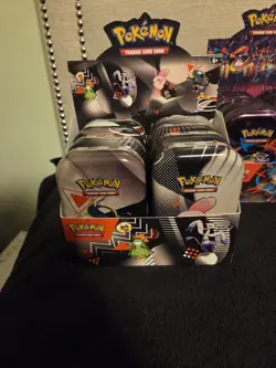 Pokemon TCG Empty Mini Tin Display X3. Tins And Stickers And Coins. No Packs. - Image 2