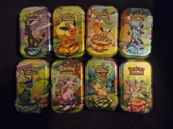 Pokemon TCG Empty Mini Tin Display X3. Tins And Stickers And Coins. No Packs. - Image 5