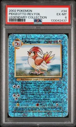 2002 POKEMON LEGENDARY COLLECTION #34 PIDGEOTTO-REVERSE FOIL PSA 6 - Image 1