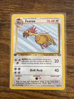 Pokemon TCG Fearow Jungle 1st Edition Uncommon Card 36/64 LP+ Condition - Image 1