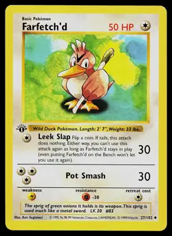 Pokemon Card - Farfetch'd Base Set (Shadowless) 27/102 Uncommon 1st Edition - Image 1