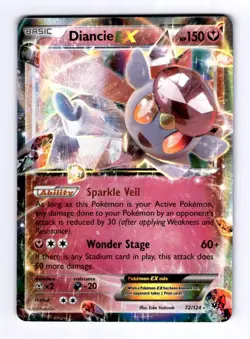 Diancie EX XY - Fates Collide #72 (2016) Ultra Rare Holo NM Pokemon - Image 1