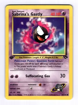Sabrina's Gastly (97) Gym Challenge #097 (2000) Common 1st Edition NM Pokemon - Image 1