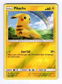 Pikachu Shining Legends #28 (2017) Common Reverse Holo NM Pokemon - Image 1