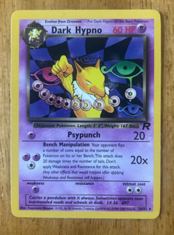 Dark Hypno 26/82 Stage 1 Base Set Series Team Rocket 2000 Pokemon Card WOTC LP - Image 1