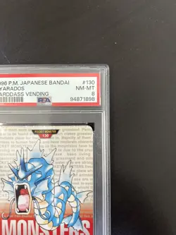 1996 Pocket Monsters Japanese Bandai Gyarados #130 Carddass Vending Red PSA 8 - Image 5