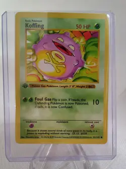 Pokemon TCG Koffing Base Set 51/102 Regular 1st Edition Common NM LP Shadowless - Image 1