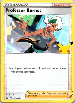Pokemon Professor Burnet - (25th Anniversary Stamp) SWSH167 Promo NM - Image 1