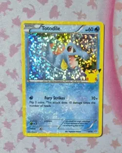 FULL HOLO BLEED ERROR Pokemon Totodile Holo Mcdonalds Promo 2021 - 18/25 Lp - Image 1