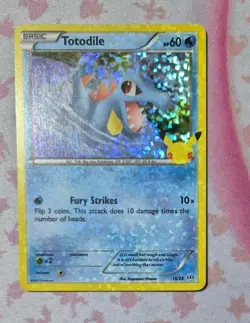 FULL HOLO BLEED ERROR Pokemon Totodile Holo Mcdonalds Promo 2021 - 18/25 Lp - Image 3