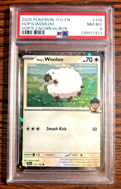 Hop's Wooloo Cosmos Holo #135 - PSA NM-MT 8 - Hop's Zacian EX Box - Pokemon TCG - Image 1