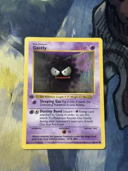 Pokemon TCG Gastly Base Set Shadowless 1st Edition Common 50/102 LP - Image 1