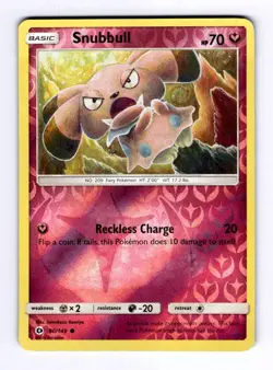 Snubbull SM Base Set #90 (2017) Common Reverse Holo NM Pokemon - Image 1