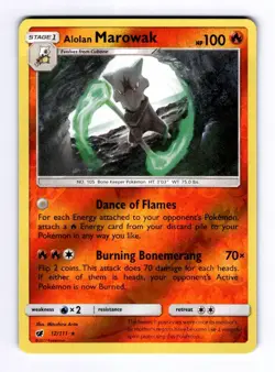 Alolan Marowak SM - Crimson Invasion #12 (2017) Reverse Holo NM Pokemon - Image 1