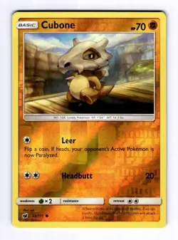 Cubone SM - Crimson Invasion #52 (2017) Common Reverse Holo NM Pokemon - Image 1