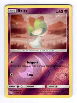 Ralts SM - Cosmic Eclipse #80 (2019) Common Reverse Holo NM Pokemon - Image 1