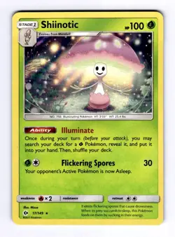 Shiinotic SM Base Set #17 (2017) Holo NM Pokemon - Image 1