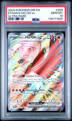 2025 POKEMON DRI EN-DESTINED RIVALS ULTRA RARE #209 ETHAN'S HO-OH EX PSA 10 - Image 1
