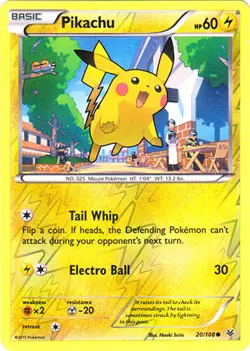1x Pikachu - 20/108 - Common - Reverse Holo Moderately Played Pokemon XY-- Roari - Image 1