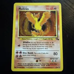 Pokemon TCG Moltres Fossil 12/62 Holo Rare 1999 LP Condition - Image 1