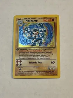 VTG Pokemon TCG Machamp 8/102 1st Edition Holo Rare Base Set 1999 WOTC LP - Image 3
