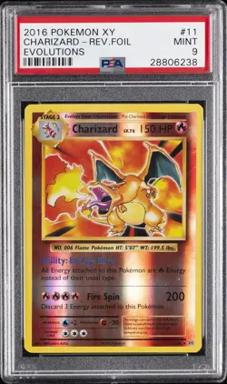 2016 POKEMON XY EVOLUTIONS #11 CHARIZARD-REVERSE FOIL PSA 9 - Image 1