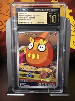 CGC Pristine 10 Darumaka 098/086 AR Art Rare Black Bolt sv11B Pokemon Card - Image 1