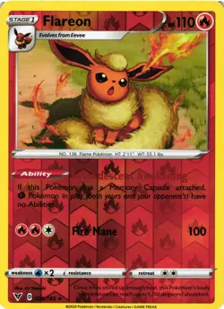 Pokemon TCG Flareon SWSH Vivid Voltage 026/185 Reverse Holo Rare Card NM - Image 1