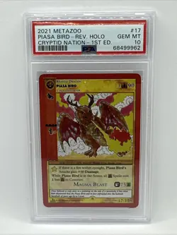 MetaZoo Cryptid Nation 1st Edition PIASA BIRD #17/159 Reverse Holo Card PSA 10 - Image 1