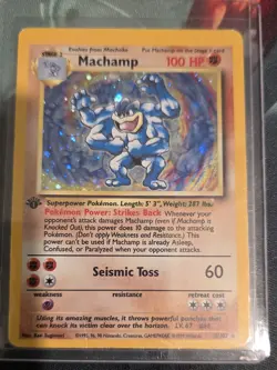 1st edition Pokemon MACHAMP Card BASE Set 8/102 Holo Rare (Heavily Played) - Image 1
