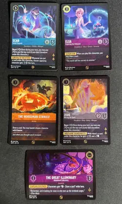 Lorcana Whispers in the Well Elsa Scar Zeus Horseman Great OP Card Foil Set NM/M - Image 1