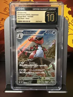 CGC Pristine 10 Krookodile 143/086 AR Art Rare Black Bolt sv11B Pokemon Card - Image 1