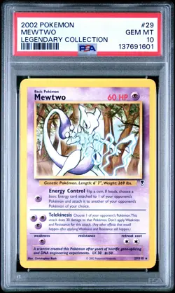 2002 POKEMON LEGEND COLL #29 MEWTWO PSA 10 - Image 1