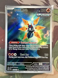 Pokemon TCG Iron Moth Holo Illustration Rare Card 187/182 Paradox Rift - Image 1