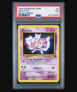 1999 Pokemon TCG Mewtwo #3 Promo Card Stamped, Kids WB the First Movie - Image 1
