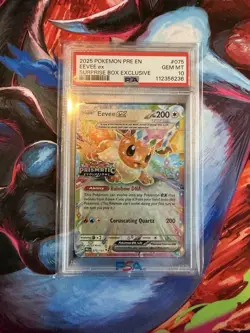 2025 POKEMON PRE EN-PRISMATIC EVOLUTIONS SURPRISE BOX EXCLUSIVE EEVEE EX PSA 10 - Image 1